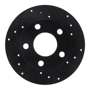 Audi 100 Quattro Brake Rotor (1) - Rear Right - R1 Concepts - Drilled & Slotted - Black - `92-`05